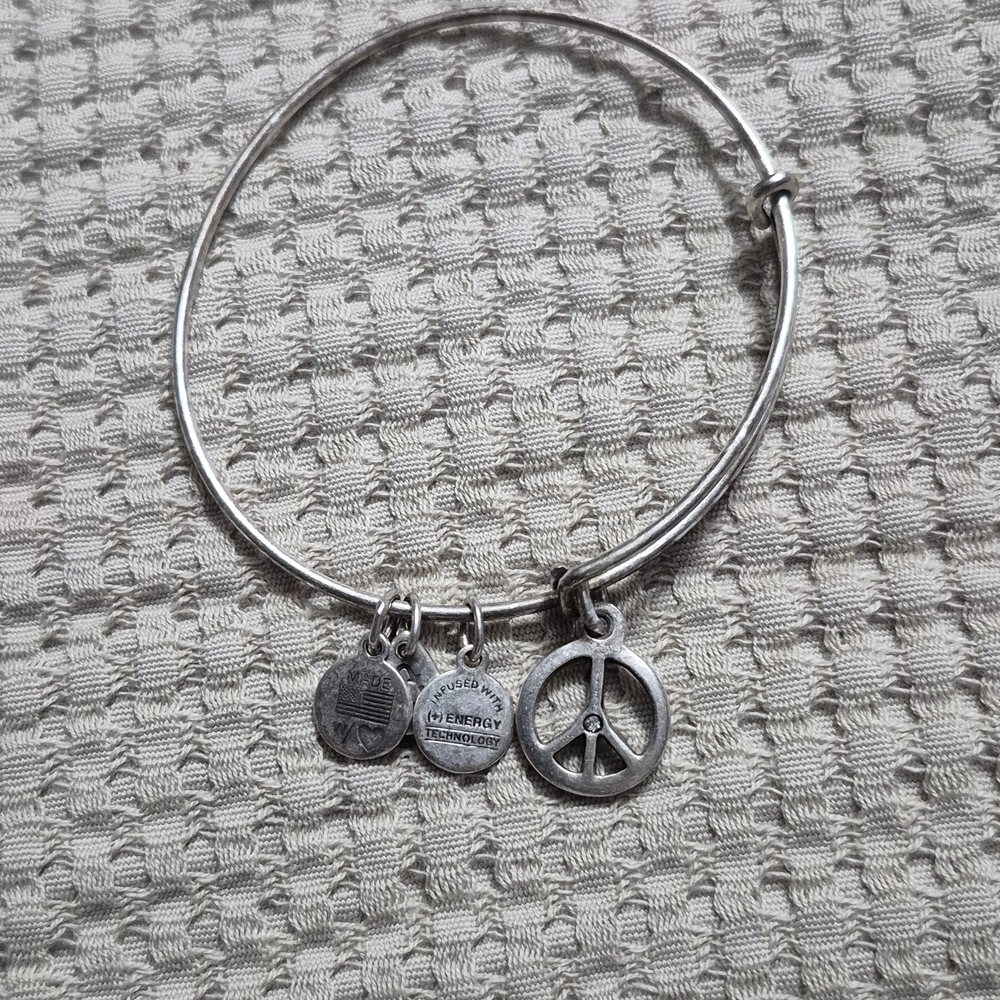 Alex and Ani Silver Peace Charm Bracelet